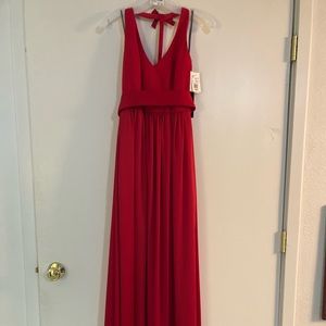Valentina halter bridesmaids dress, apple red.